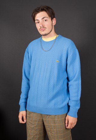 VINTAGE BLUE LACOSTE CABLE KNIT JUMPER