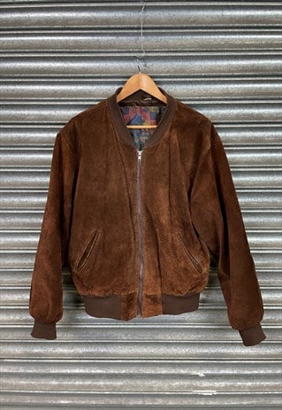 Vintage 80/'s brown suede bomber jacket