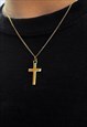 54 Floral 22" Large Cross Pendant Necklace Chain - Gold