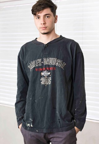VINTAGE HARLEY-DAVIDSON DISTRESSED T-SHIRT LOGO 90S X16.2