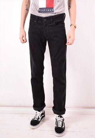 LEVI'S 511 MENS VINTAGE CORDUROY JEANS W31 L34 BLACK 90S