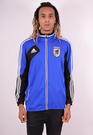 ADIDAS MENS VINTAGE TRACKSUIT TOP JACKET LARGE BLUE 90S