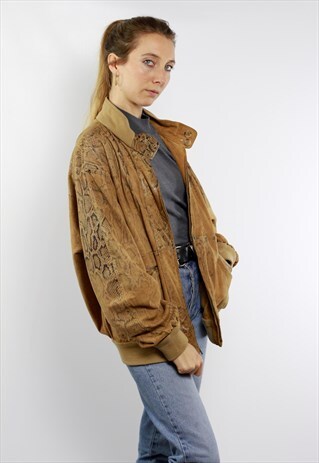 SNAKE PRINT SUEDE JACKET / BEIGE SUEDE JACKET
