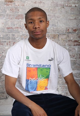 VINTAGE PUMA PRINT LOGO T-SHIRT WHITE