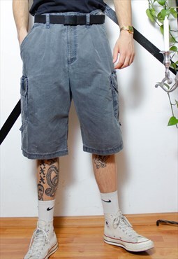 90s vintage y2k grunge sports ADIDAS grey cargo shorts