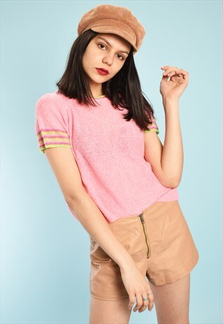 70'S RETRO FLUFFY KNIT TEEN PARTY TOP