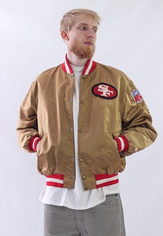 VINTAGE MENS STARTER 49ERS NFL BIG LOGO BOMBER JACKET
