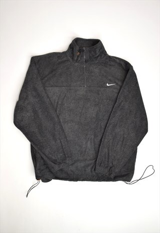 VINTAGE 90S NIKE CHARCOAL GREY 3/4 ZIP FLEECE JUMPER
