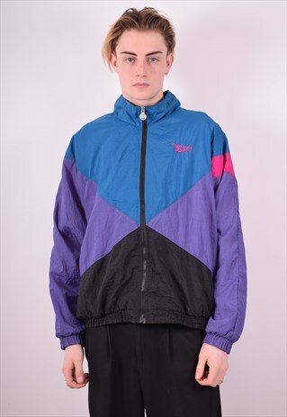 REEBOK MENS VINTAGE TRACKSUIT TOP JACKET XL MULTI 90S