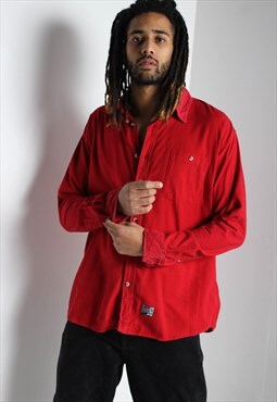 Vintage Oversize Brushed Cotton Shirt Red