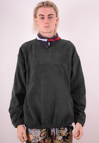 TOMMY HILFIGER MENS VINTAGE FLEECE JUMPER MEDIUM GREEN 90S