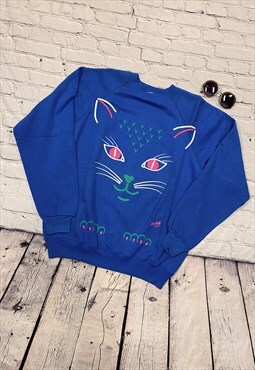 Blue Vintage Printed Sweatshirt Size XL