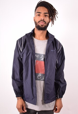 REEBOK MENS VINTAGE JACKET LARGE NAVY BLUE 90S