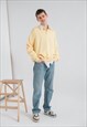 VINTAGE Y2K SKATER BOXY FIT WOOL JUMPER IN PASTEL YELLOW XL