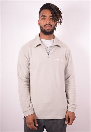 CHAMPION MENS VINTAGE FLEECE JUMPER LARGE GREY 90S