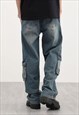 BLACK CARGO DENIM JEANS PANTS TROUSERS
