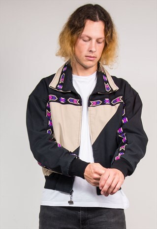 VINTAGE 90'S USA AZTEC DETAIL BOMBER STYLE JACKET