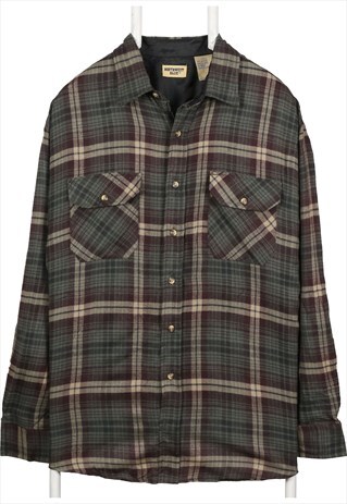 NORTH WEST BLUE 90'S TARTENED LINED CHECK BUTTON UP SHIRT LA