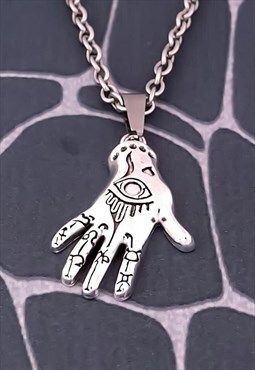 CRW Silver Palmistry Hand Necklace 
