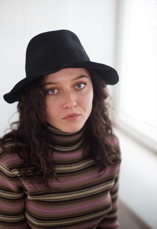 VINTAGE 60'S BLACK WOOL HAT