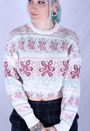 REWORKED VINTAGE KITTED CROPPED SWEATER