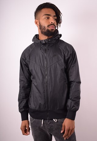 NIKE MENS VINTAGE RAIN JACKET MEDIUM BLACK 90S