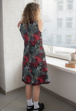 Vintage Midi Floral Print Midi Dress