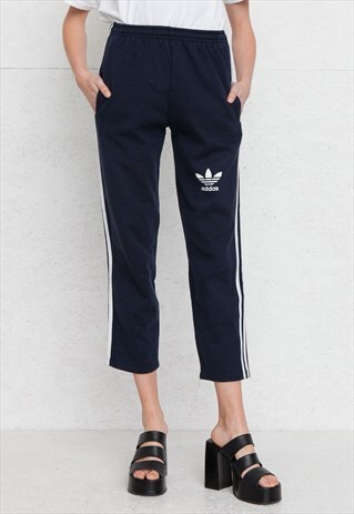 VINTAGE RETRO NAVY ADIDAS TRACK BOTTOMS JOGGERS