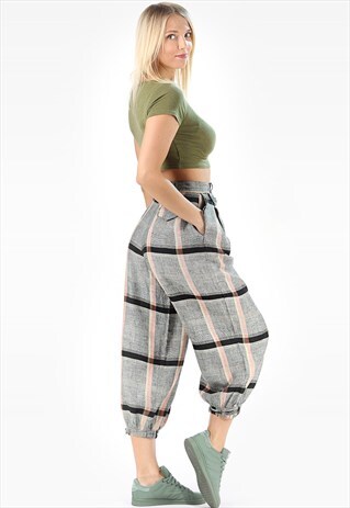 CROPPED PANTS PLAID CAPRI