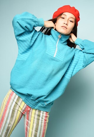 VINTAGE 80'S RETRO OVERSIZED SPORTS SWEATSHIRT JUMPER