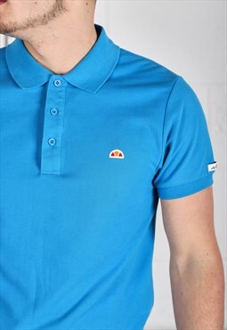 Vintage Ellesse Polo Shirt in Blue Short Sleeve Tee Small