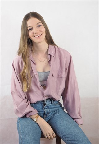 VINTAGE DUSTY PINK SILK SHIRT