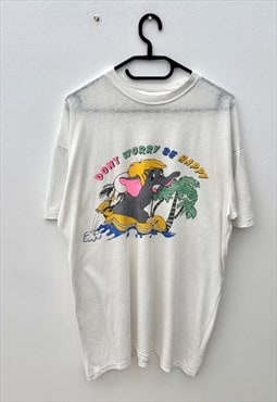 Vintage be happy white elephant T-shirt large 1980s