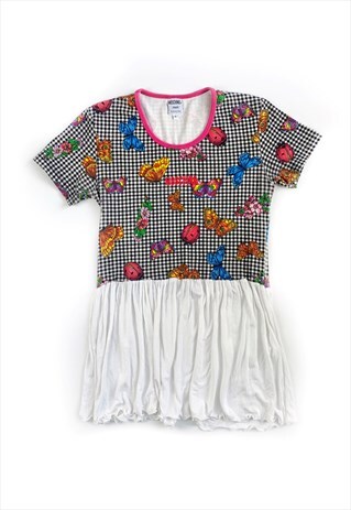 MOSCHINO GINGHAM BUTTERFLY STRETCH TOP