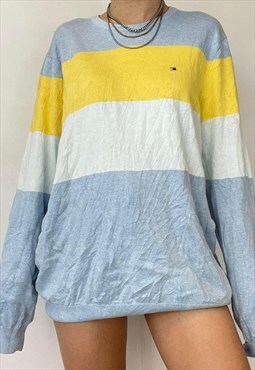 blue and yellow striped vintage Tommy Hilfiger jumper