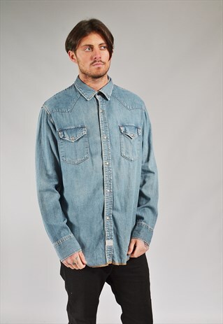 VINTAGE LEVI'S LIGHT BLUE DENIM WESTERN SHIRT