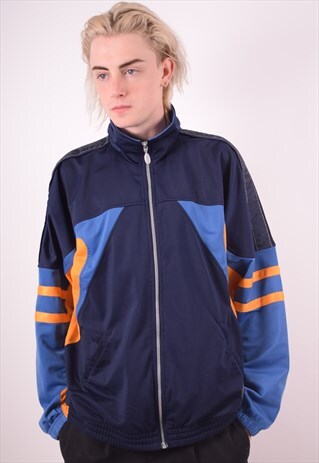 ASICS MENS VINTAGE TRACKSUIT TOP JACKET XL BLUE 90S