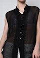 VINTAGE 90S EMBROIDERED SHEER MESH BLOUSE GILET OVERSWIM TOP