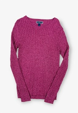 Vintage y2k cable knit jumper hot pink medium BV16132