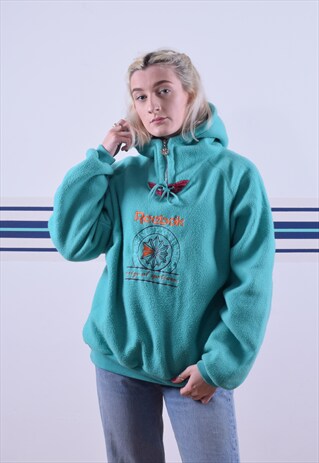 TEAL REEBOK EMBROIDERED HOODED FLEECE