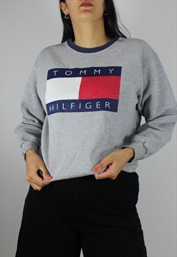 Vintage Tommy Hilfiger Sweatshirt Jumper w Logo Front