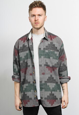 VINTAGE AZTEC PATTERNED SHIRT