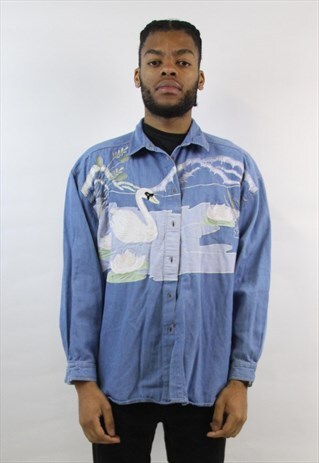 VINTAGE 90'S PRINTED DENIM SHIRT