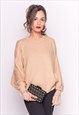 BEIGE JUMPER WITH CUT OUT LACE SLEEVES
