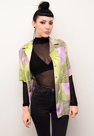 VINTAGE 90'S INDIE FLORAL SPRING PATTERNED OVERSIZED SHIRT