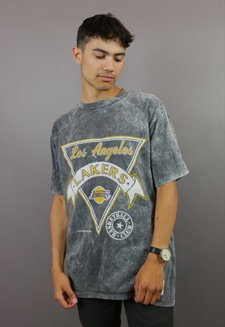 GREY TIE DYE LA LAKERS NBA SPELL OUT T-SHIRT