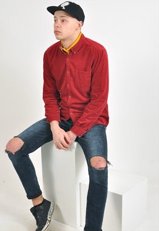 VINTAGE CORDUROY SHIRT IN MAROON