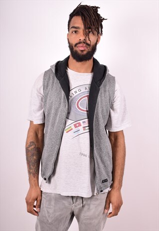 CHAMPION MENS VINTAGE HOODIE JACKET LARGE GREY 90S