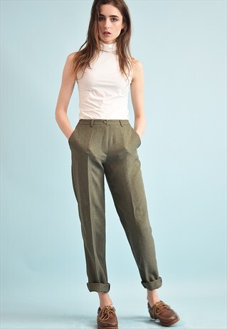 90'S RETRO REGULAR WAIST CLASSIC CUT TAPERED TROUSERS