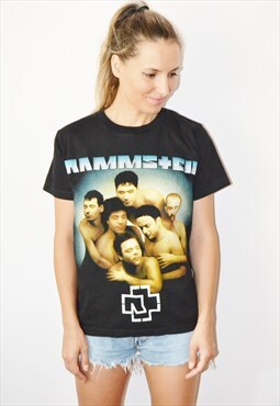 Vintage 90s RAMMSTEIN Two Sides Band Festival T-shirt Tee